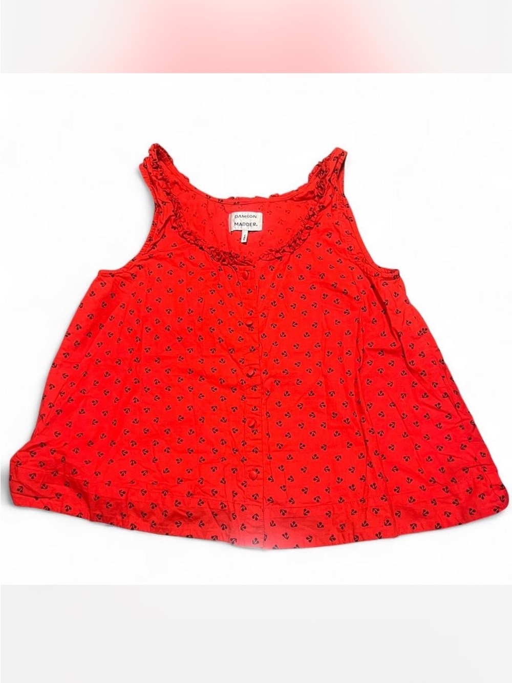 🍒 Damson Madder Mafalda Cherry Print Ruffle Top Size 10
